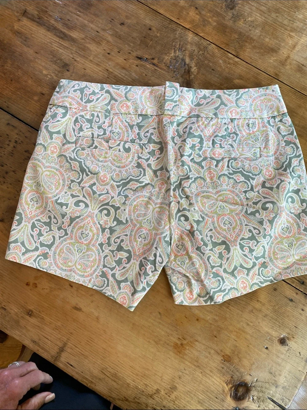 J. Crew Women's Paisley Print Shorts in Sage Green and Peach
